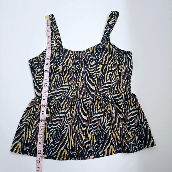 Anthropologie Jaime Zebra Peplum Tank Top S Animal Print Square Neck Sleeveless - Picture 5 of 7